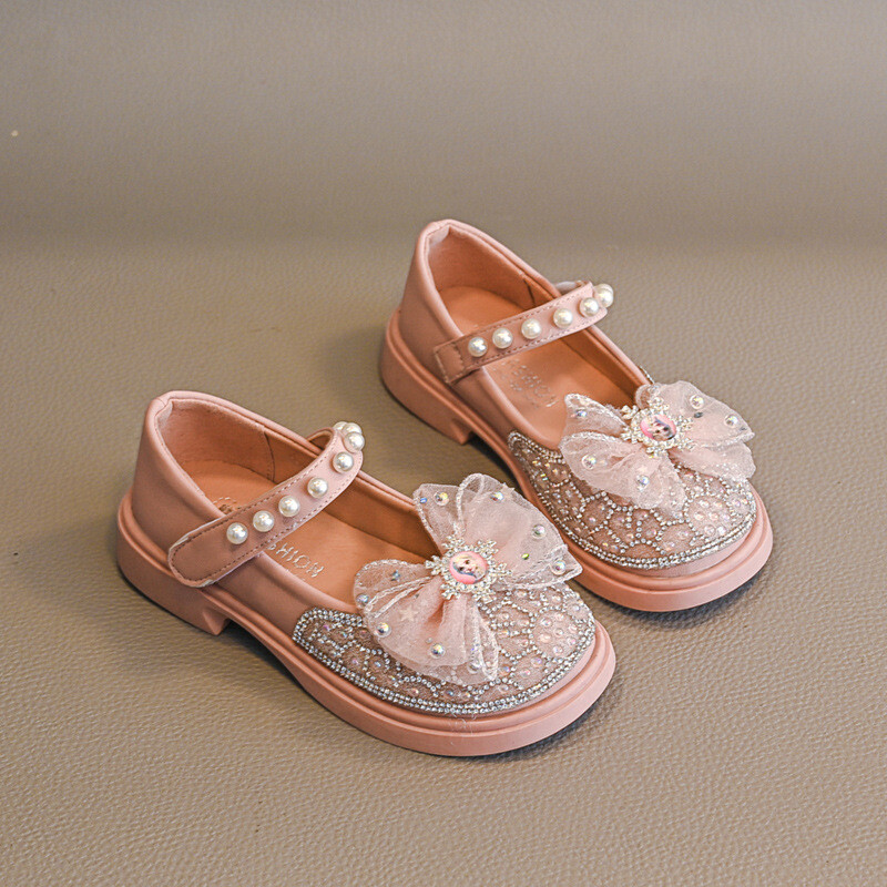Tavaszi őszi lányok bőrcipők divatos flitterek strasszos gyerekeknek hercegnőcipők puha aljú babacipők J75