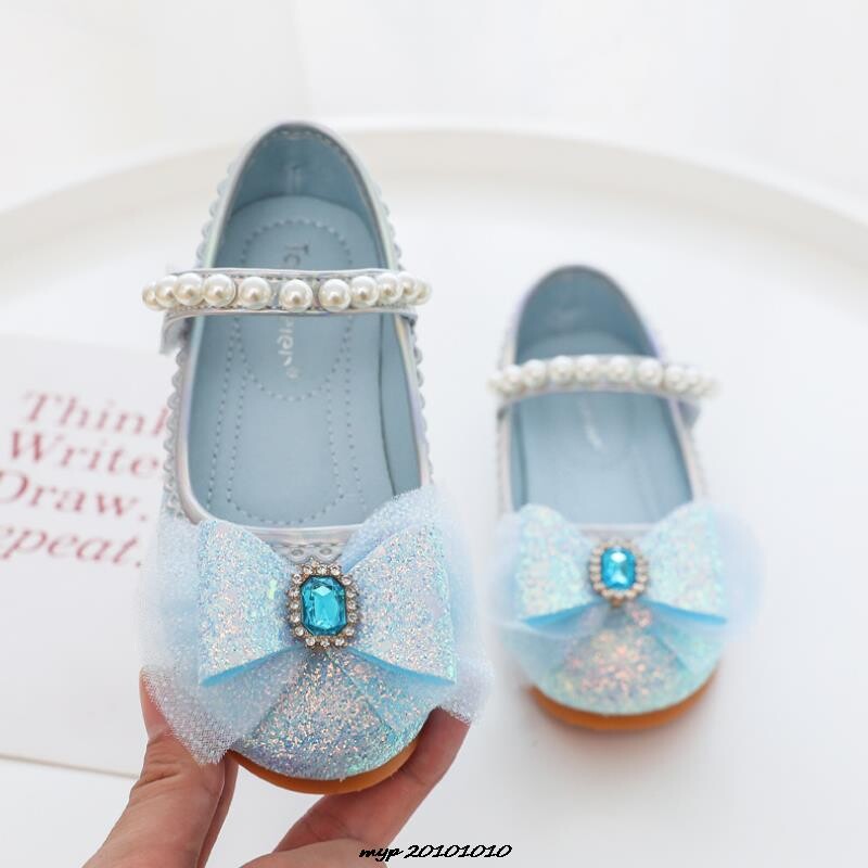 Νέα παιδικά δερμάτινα παπούτσια Rhinestone Bow Princess Girls Party Dance Shoes Baby Student Flats Παιδικά παπούτσια Performance Το καλύτερο δώρο