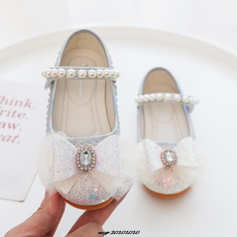 Νέα παιδικά δερμάτινα παπούτσια Rhinestone Bow Princess Girls Party Dance Shoes Baby Student Flats Παιδικά παπούτσια Performance Το καλύτερο δώρο