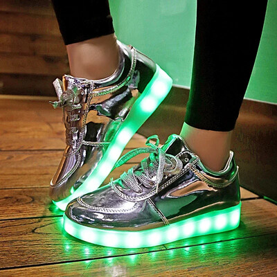 Izmērs 34-41 Bērnu mirdzošas kedas ar Light Shoes Gaismas kedas zēniem Meitenes ar Backlight Kid Luminous Zole