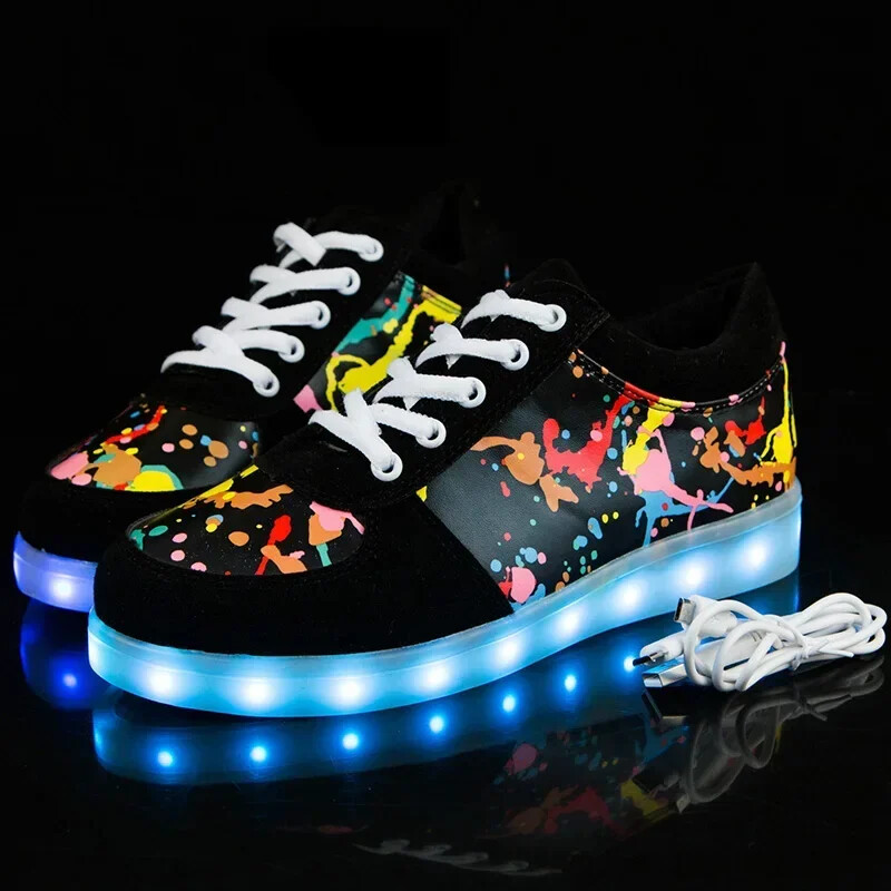 Izmērs 34-41 Bērnu mirdzošas kedas ar Light Shoes Gaismas kedas zēniem Meitenes ar Backlight Kid Luminous Zole