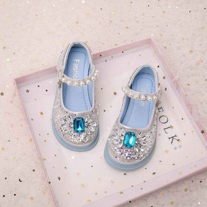 Dječje cipele za plesne nastupe sa sjajnim kristalima Cipele za princeze za djevojčice Neklizajuće Nove modne dječje ravne cipele 2025. Hookloop