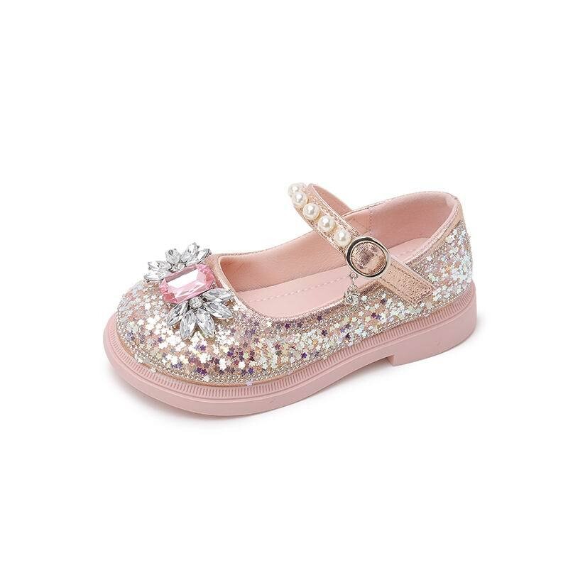 Dječje cipele za plesne nastupe sa sjajnim kristalima Cipele za princeze za djevojčice Neklizajuće Nove modne dječje ravne cipele 2025. Hookloop