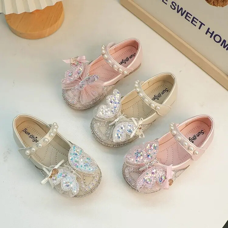 Laste nahast kingad Roosad šikid printsessikingad tüdrukutele Luksuslikud kivikivist lapsed Põhjuslikud moodsad lamedad kingad hingavad libisemiskindlad