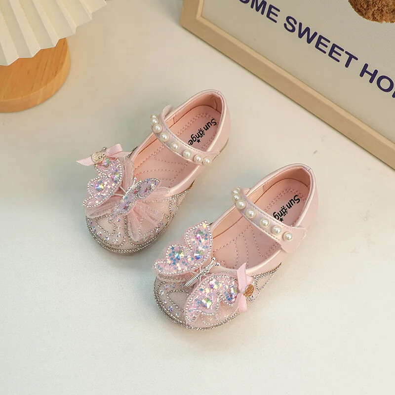 Laste nahast kingad Roosad šikid printsessikingad tüdrukutele Luksuslikud kivikivist lapsed Põhjuslikud moodsad lamedad kingad hingavad libisemiskindlad