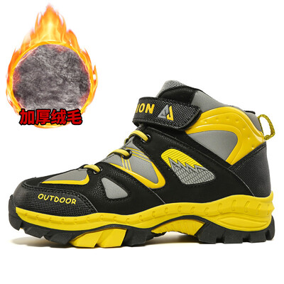 Zēniem Ikdienas apavi Ziemai silti Bērnu kedas Augstas augšdaļas Pretslīdes Bērnu Trenažieri Ūdensizturīgi Sporta Apavi Mode Rudens Gumija