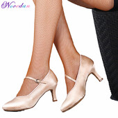 Šokių moteriški standartiniai batai Satininiai aukštakulniai moteriški pramoginių šokių batai su uždaru pirštu Modernūs Quickstep Foxtrot Waltz šokių batai