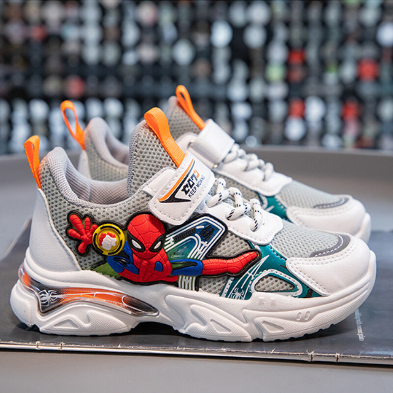 Disneja bērnu ikdienas apavi kedas zēniem multfilma bērniem elpojošs sporta skriešanas apavi, pelēki melni apavi, izmērs 21-38