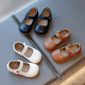 2025. gada meiteņu ādas apavi ballītēm kāzu bērniem Sekli princešu apavi, mīksta zole, mazi bērni Mary Janes princeses apavi I01148