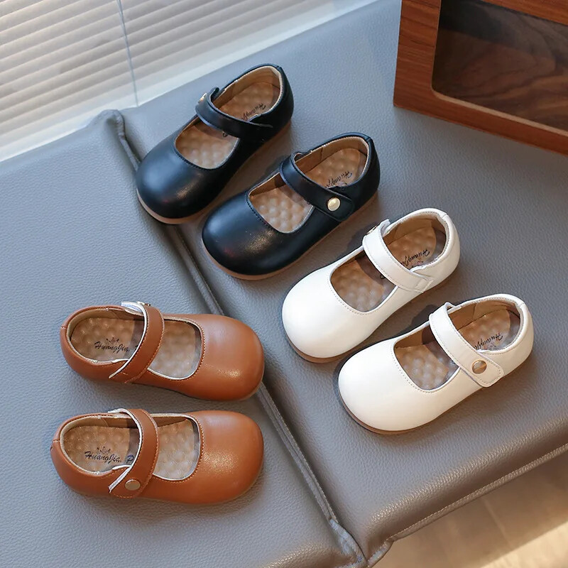 2025. gada meiteņu ādas apavi ballītēm kāzu bērniem Sekli princešu apavi, mīksta zole, mazi bērni Mary Janes princeses apavi I01148