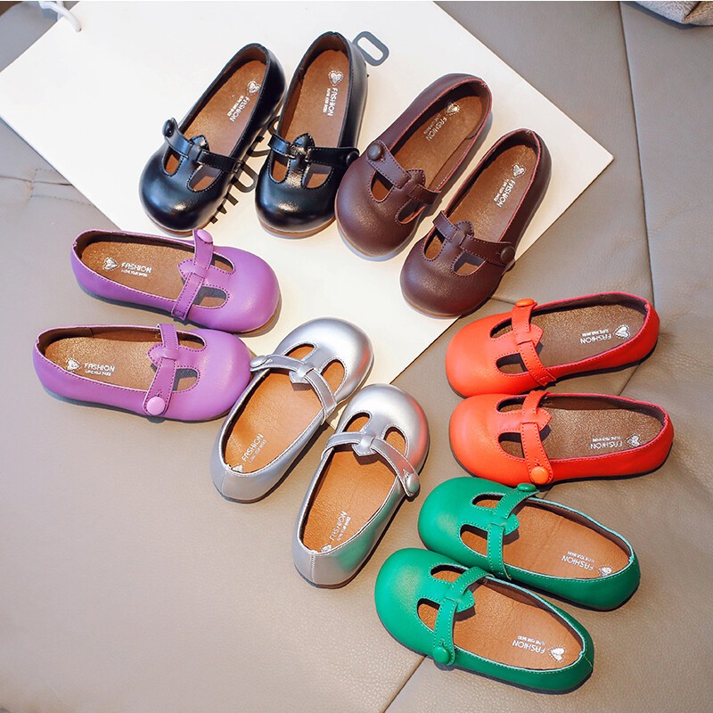 Candy Color T-Bar Flats μπαλέτου για κορίτσια Vintage πράσινο μωβ Mary Janes Baby Kid Soft Shallow Loafers Παιδικά δερμάτινα παπούτσια φορέματος
