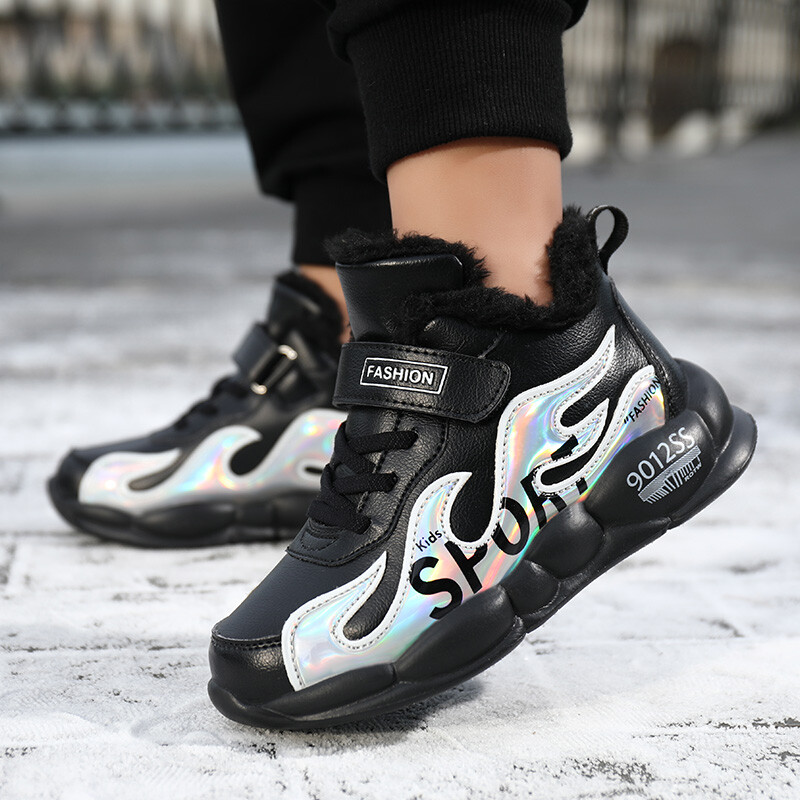 Bērnu ikdienas apavi Silti ziemas kažokādas kedas Ērti neslīdoši āra silti sniegi pastaigu apavi Zēniem meitenēm sporta apavi