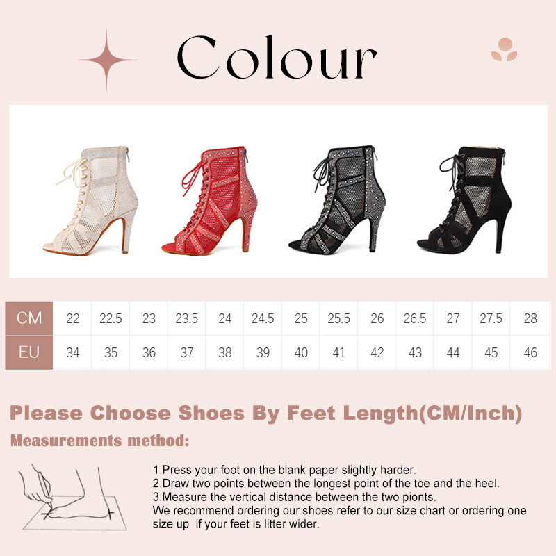 SWDZM Sieviešu deju zābaki Spīdīgi Latīņamerikas džeza deju apavi Pilnīgi Rhinestone Deju zābaki Pielāgojami papēži Sieviešu dāmu deju apavi