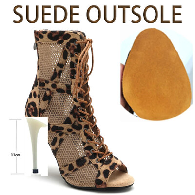 Sieviešu leoparda augstpapēžu zābaciņi Latīņamerikas zābaki dejošanai brīvā dabā Seksīgi stilettos lielizmēra zābaciņi
