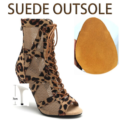 Sieviešu leoparda augstpapēžu zābaciņi Latīņamerikas zābaki dejošanai brīvā dabā Seksīgi stilettos lielizmēra zābaciņi