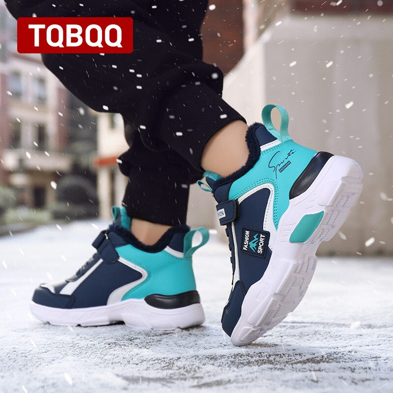 Téli meleg gyerek tornacipő fiú lány bársony bélelt alkalmi cipők magas szárú gyerekcipők, amelyek nem fagynak le