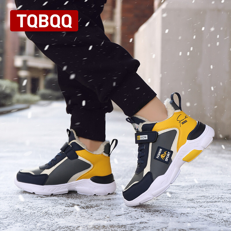 Téli meleg gyerek tornacipő fiú lány bársony bélelt alkalmi cipők magas szárú gyerekcipők, amelyek nem fagynak le