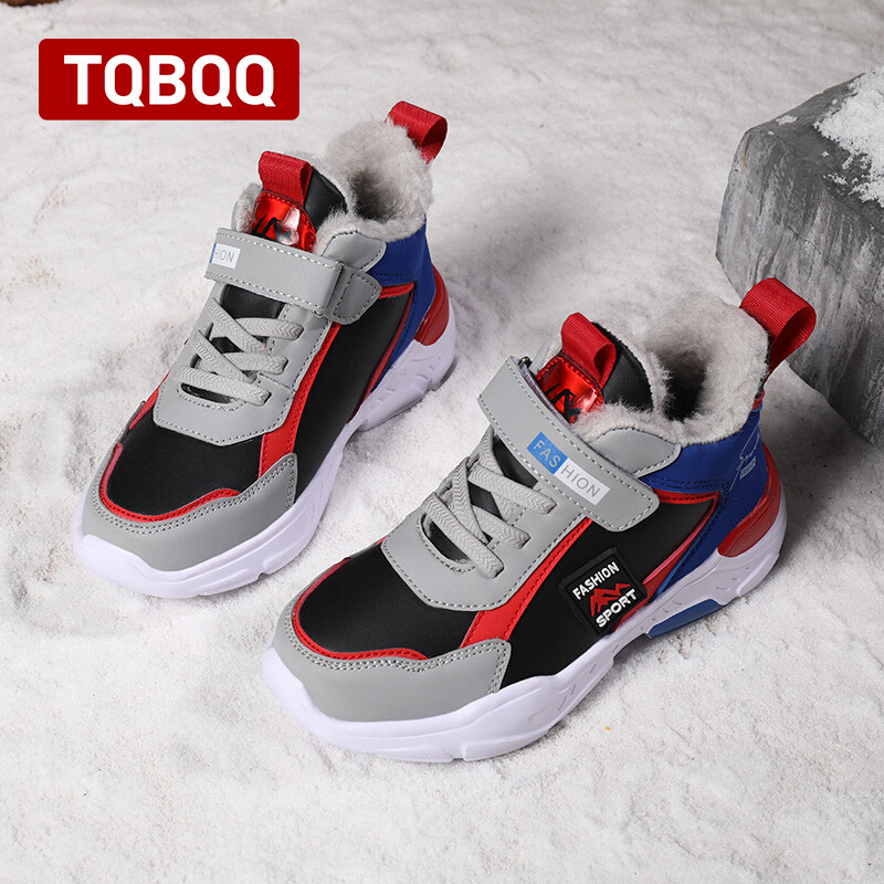 Téli meleg gyerek tornacipő fiú lány bársony bélelt alkalmi cipők magas szárú gyerekcipők, amelyek nem fagynak le