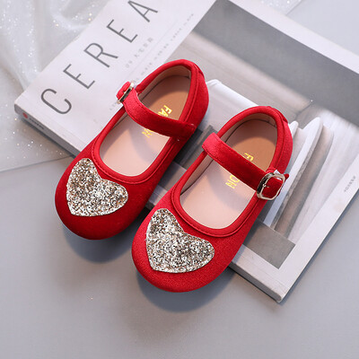 Unishuni princese ballītes kleita kurpes meiteņu baleta deju apavi bērniem samtaina Mary Janes ar spīdīgu sirds dizainu melna rozā sarkana