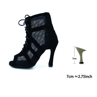 Προσαρμοσμένο λογότυπο Παραγγελία Ομάδας Μαύρα Κόκκινα Μποτάκια χορού Latin Μποτάκια Salsa Ballroom Γυναικεία παπούτσια χορού 33-44 μεγέθη 6cm έως 10cm Τακούνια