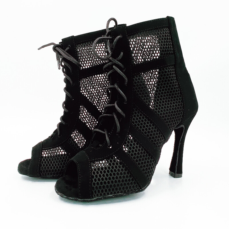 Προσαρμοσμένο λογότυπο Παραγγελία Ομάδας Μαύρα Κόκκινα Μποτάκια χορού Latin Μποτάκια Salsa Ballroom Γυναικεία παπούτσια χορού 33-44 μεγέθη 6cm έως 10cm Τακούνια