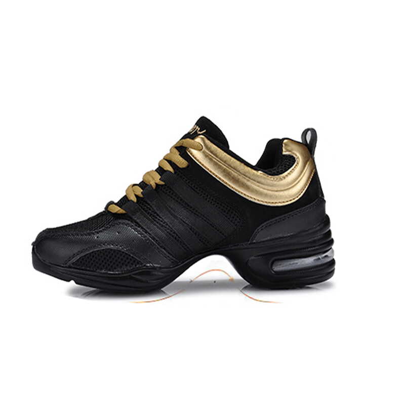 Sieviešu deju apavi elpojošs sieta audums, melns, mīkstas zoles džeza apavi Salsa Square deju moderno deju apavi