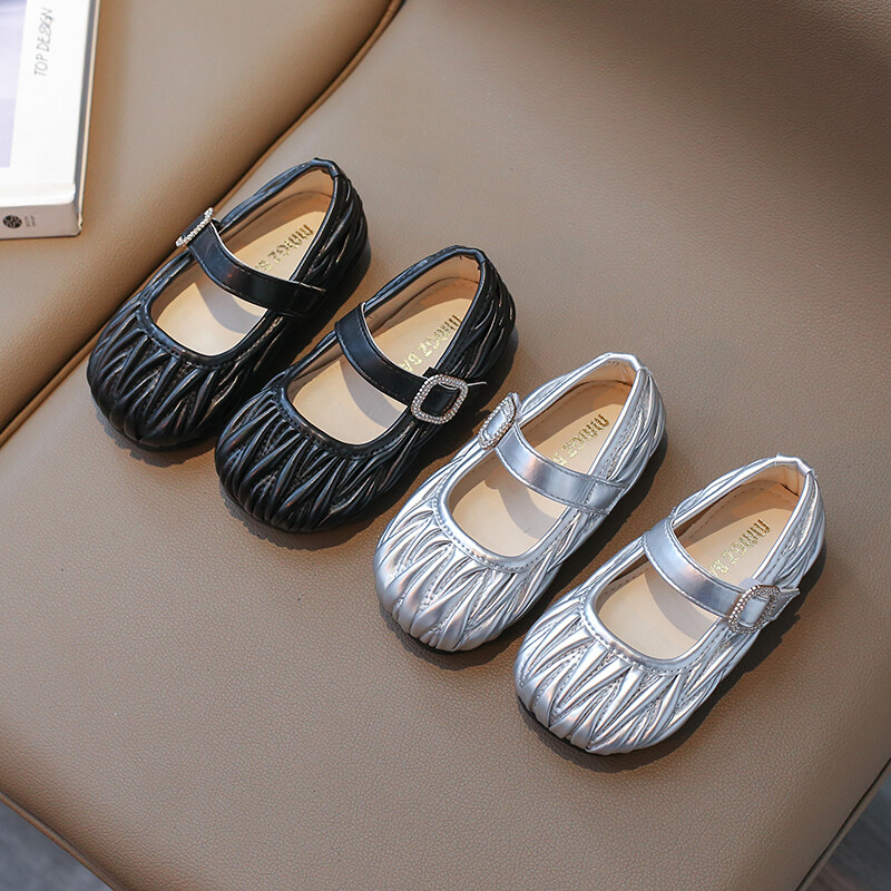 Νέα κοριτσίστικα παπούτσια Princess με πλισέ Μαύρη Μόδα Φθινοπωρινή Παιδική Μαίρη Τζέινς Καθημερινά ρηχά παιδικά ίσια παπούτσια 21-35 με όλους τους αγώνες
