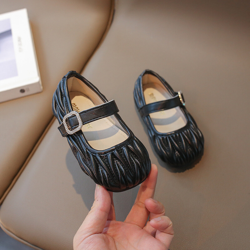 Νέα κοριτσίστικα παπούτσια Princess με πλισέ Μαύρη Μόδα Φθινοπωρινή Παιδική Μαίρη Τζέινς Καθημερινά ρηχά παιδικά ίσια παπούτσια 21-35 με όλους τους αγώνες