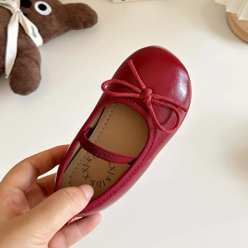 Παπούτσια για κορίτσια Παιδικά παπούτσι με ελαστική μπάντα για μωρά 2024 Φθινόπωρο παιδικό κορίτσι λουστρίνι φλατ Princess Mary Janes Παπούτσια για 23