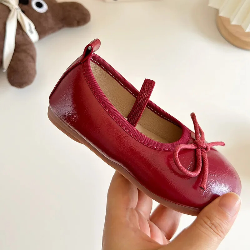 Παπούτσια για κορίτσια Παιδικά παπούτσι με ελαστική μπάντα για μωρά 2024 Φθινόπωρο παιδικό κορίτσι λουστρίνι φλατ Princess Mary Janes Παπούτσια για 23