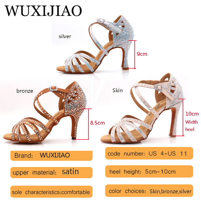 WUXIJIAO Jazz cipő Latin tánccipő női Latin Salsa lány alkalmi cipő ezüst bronz bőr