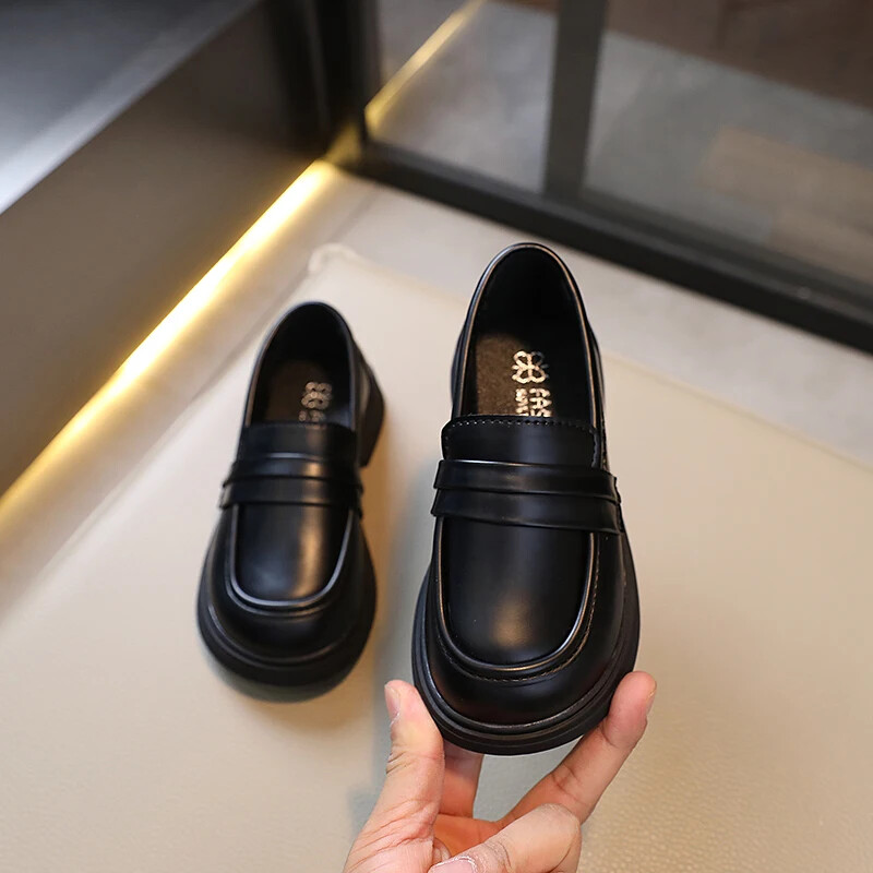 Lányok naplopók Kerek orrú gyerekcipők divatos hercegnős bőrcipők bulikra esküvői fiúknak gyerek egyenruha iskolai cipők Soft All Match