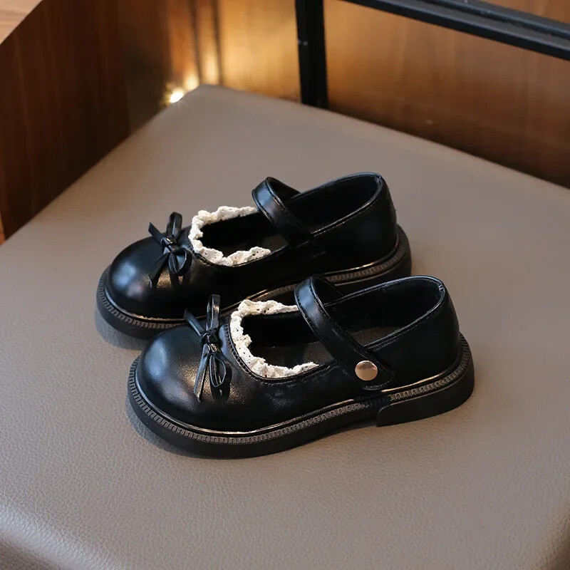 Koreai stílusú kislányok lapos cipők Lolita stílusú gyerekeknek bőrcipő divat kauzális gyerek hercegnős csokornyakkendő cipők horoghurok
