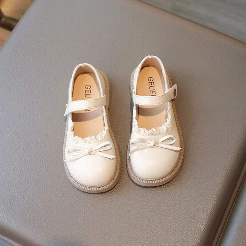Koreai stílusú kislányok lapos cipők Lolita stílusú gyerekeknek bőrcipő divat kauzális gyerek hercegnős csokornyakkendő cipők horoghurok