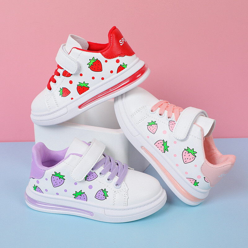 Λευκά καθημερινά παπούτσια για μωρό κοριτσάκι Επώνυμα παιδικά αθλητικά παπούτσια Strawberry White Παιδικά Αθλητικά Παπούτσια για νήπια 0-3 ετών