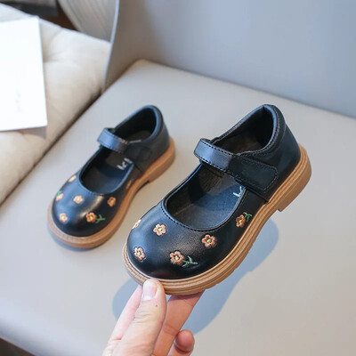 Meitenes Princeses Ādas Kurpes Izšūt Zieds Kid Mary Jane Kurpes Salda Mode Pavasaris Rudens Bērnu Dzīvokļi Elpojošs Cēlonis