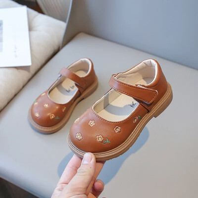 Meitenes Princeses Ādas Kurpes Izšūt Zieds Kid Mary Jane Kurpes Salda Mode Pavasaris Rudens Bērnu Dzīvokļi Elpojošs Cēlonis