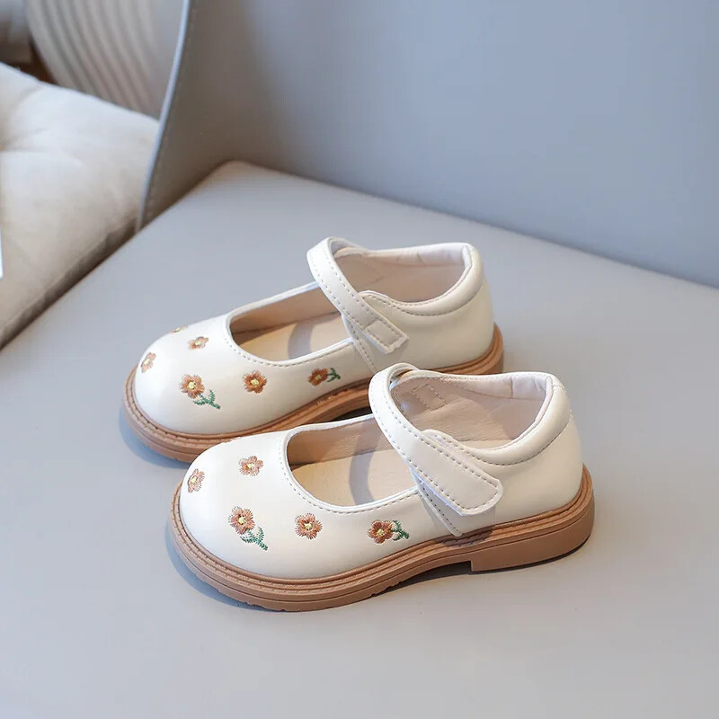 Meitenes Princeses Ādas Kurpes Izšūt Zieds Kid Mary Jane Kurpes Salda Mode Pavasaris Rudens Bērnu Dzīvokļi Elpojošs Cēlonis