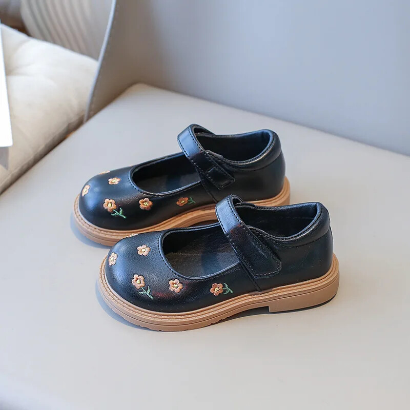 Meitenes Princeses Ādas Kurpes Izšūt Zieds Kid Mary Jane Kurpes Salda Mode Pavasaris Rudens Bērnu Dzīvokļi Elpojošs Cēlonis
