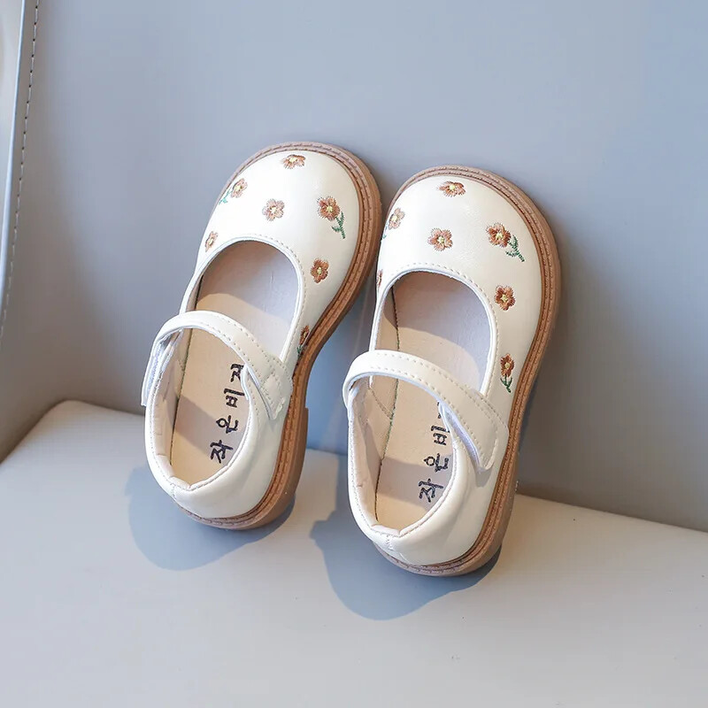 Meitenes Princeses Ādas Kurpes Izšūt Zieds Kid Mary Jane Kurpes Salda Mode Pavasaris Rudens Bērnu Dzīvokļi Elpojošs Cēlonis