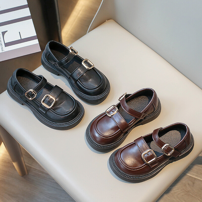 Δερμάτινα παπούτσια για κορίτσια για πάρτι γάμου με στρογγυλά δάχτυλα Παιδικά Loafers με αγκράφα Μαλακά παιδικά παπούτσια μοντέρνας απόδοσης αντιολισθητικά