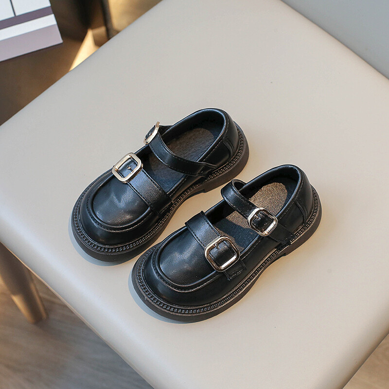 Δερμάτινα παπούτσια για κορίτσια για πάρτι γάμου με στρογγυλά δάχτυλα Παιδικά Loafers με αγκράφα Μαλακά παιδικά παπούτσια μοντέρνας απόδοσης αντιολισθητικά