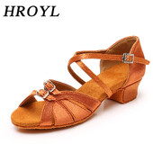 HROYL Ballroom Latīņamerikas deju apavi Sieviešu Sieviešu Bērnu Deju Apavi meitenēm Soft Tango Jazz Salsa Party Sandal Dropshipping
