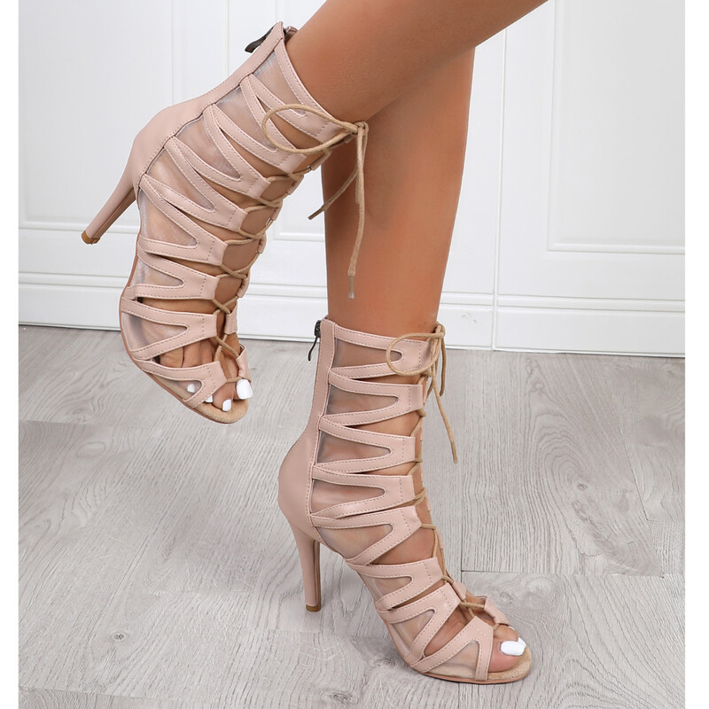 Női sarkú cipő Peep Toe bézs csizma női cipő Latin tánc szabadtéri szexi tűsarkú cipők nagy méretű