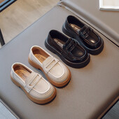 Meiteņu ādas apavi ballītēm kāzām, vienkārši, vienkrāsaini, melni, bērnu apavi, Apvienotās Karalistes formas skolas apavi, 2023. gada četru sezonu