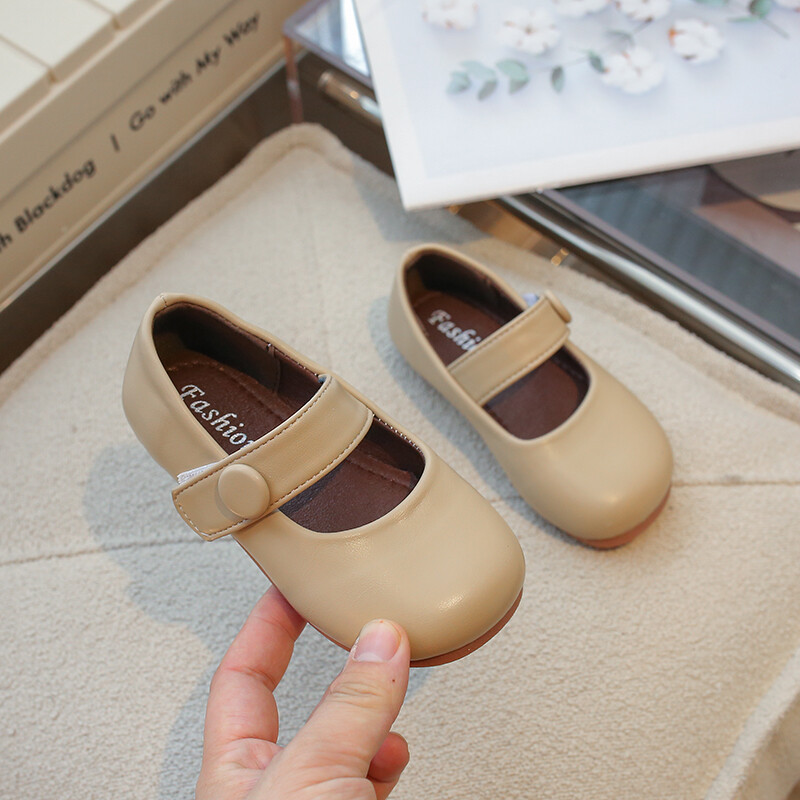 Kožne cipele za djevojčice za vjenčanje, jednobojne, britanskog stila, dječje plitke cipele s mekim potplatom, dječje cipele za princeze, novo 2024.