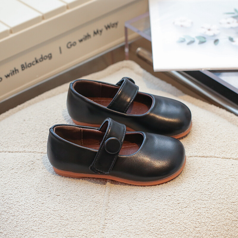 Kožne cipele za djevojčice za vjenčanje, jednobojne, britanskog stila, dječje plitke cipele s mekim potplatom, dječje cipele za princeze, novo 2024.