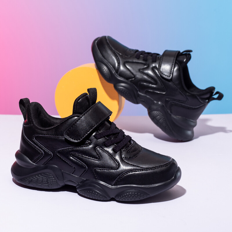 Laste platvormkingad poistele tüdrukud tossud kõrge kvaliteediga mustast nahast laste tennised poiste kooli jooksujalatsid