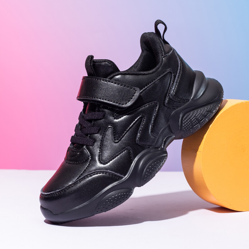 Laste platvormkingad poistele tüdrukud tossud kõrge kvaliteediga mustast nahast laste tennised poiste kooli jooksujalatsid