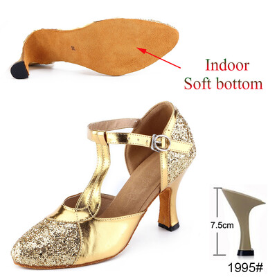 Latīņu apavi Sieviešu Salsa Tango Ballīte Augstpapēžu Apavi Sieviešu Sequins Zelts Sudrabs Meiteņu Profesionālie Deju Apavi